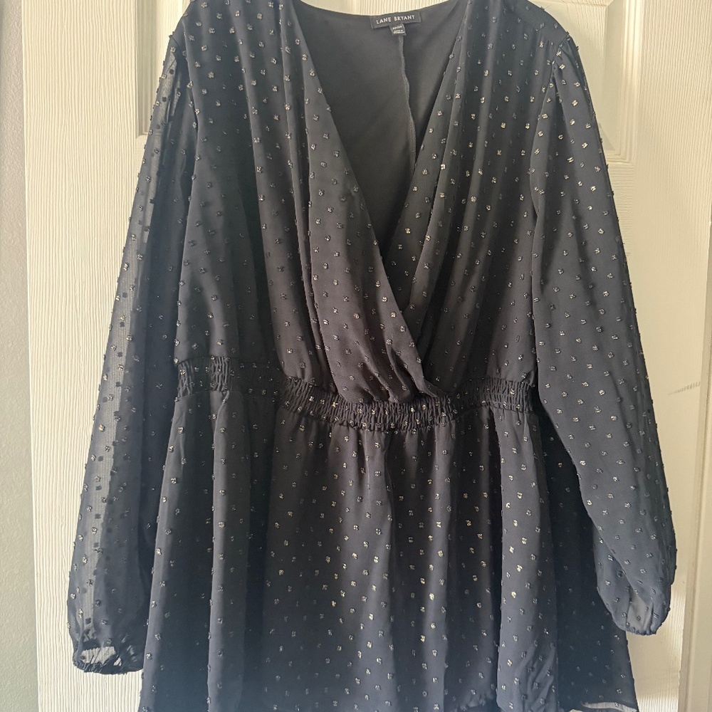 Torrid Top Sheer Black and Gold